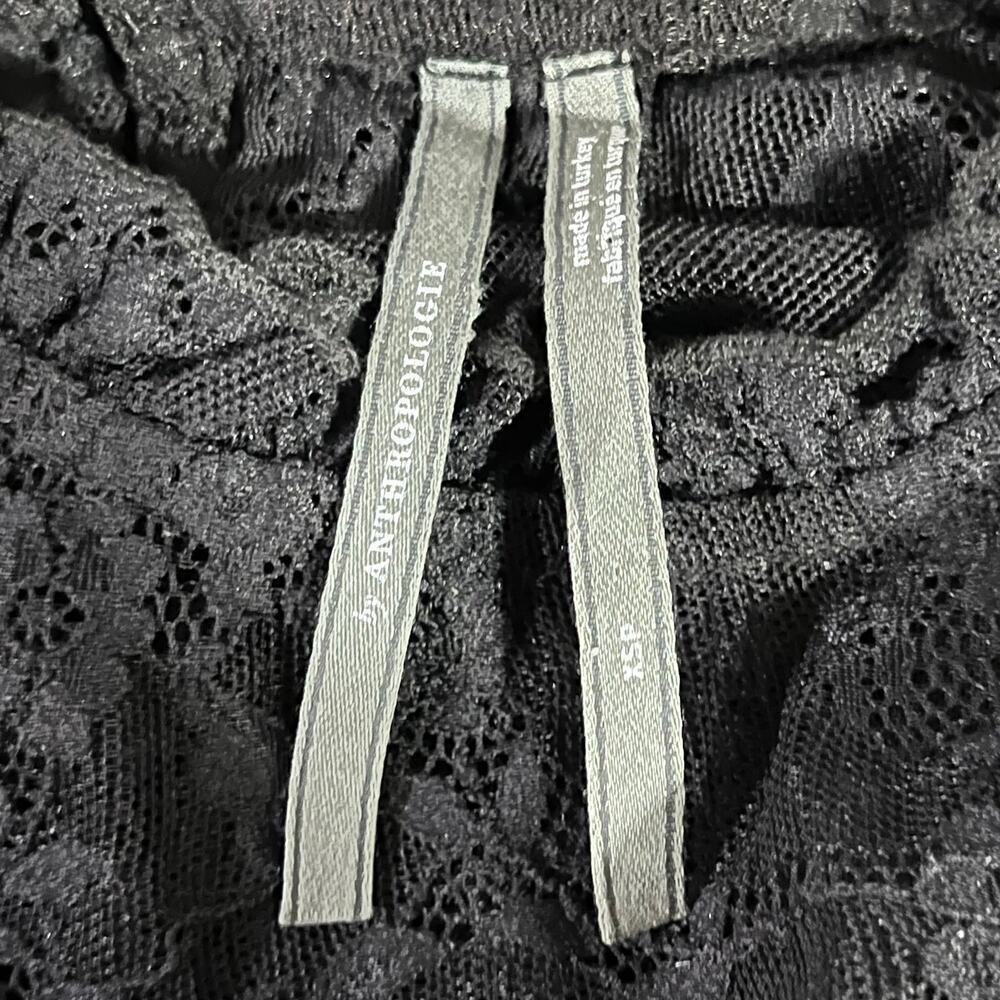 By Anthropologie Womens VNeck Lace Ruched Sleeve Blouse Size Extra Small - Picture 5 of 10